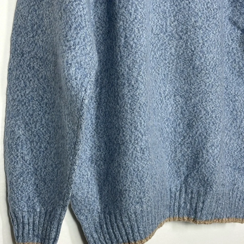 #2636 MASSIMO DUTTI Sweater Mens Size XL (42) Beige Blue Quarter Zip